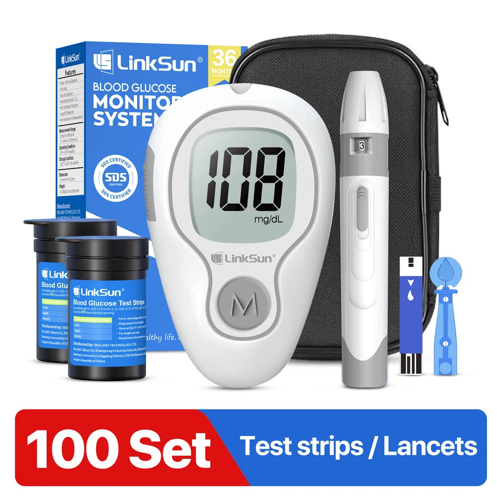 Linksun G-425-3 Glucose Meter Complete Kit With Test Strips