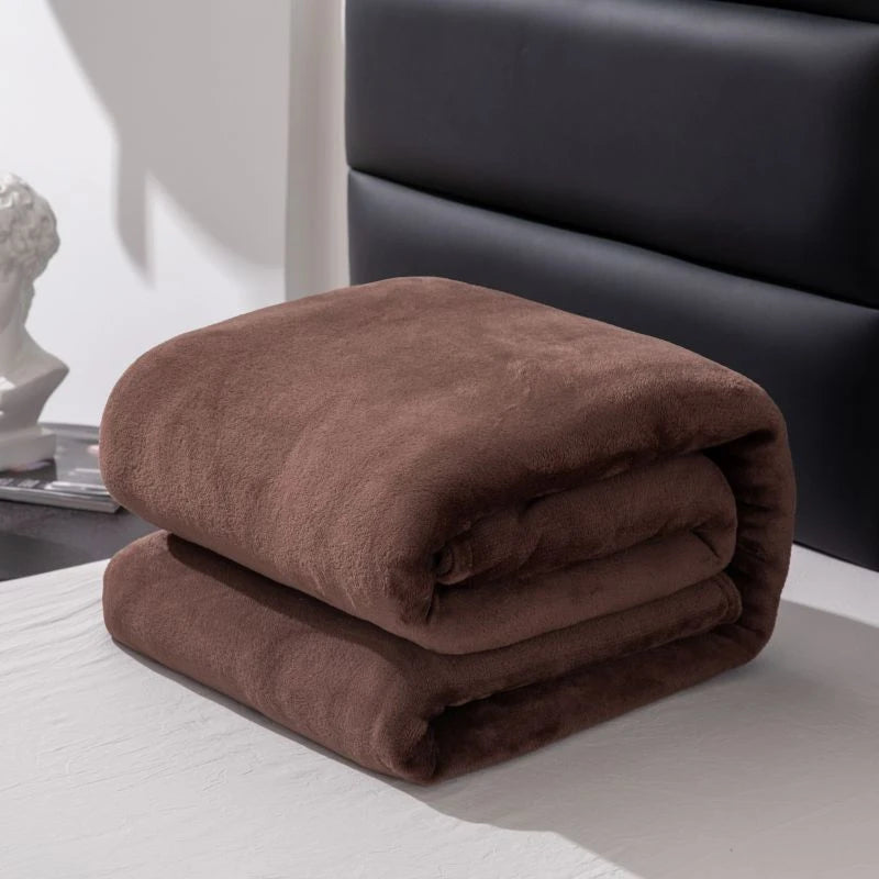 Solid Flannel Multifunctional Blanket Soft Warm For Living Room Bedroom