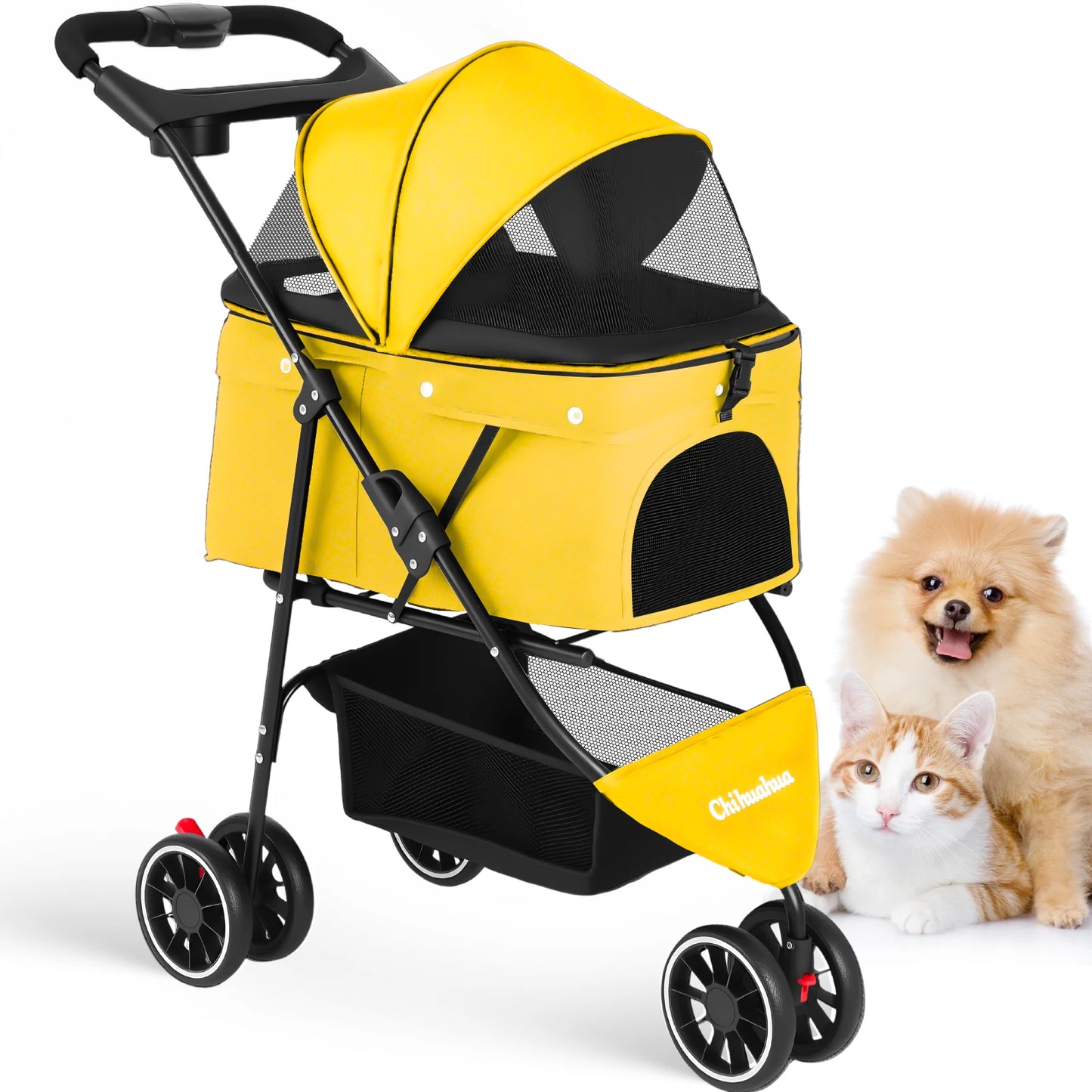 Chihuahua Pet Stroller For Small And Medium Dogs 3-Wheel Foldable