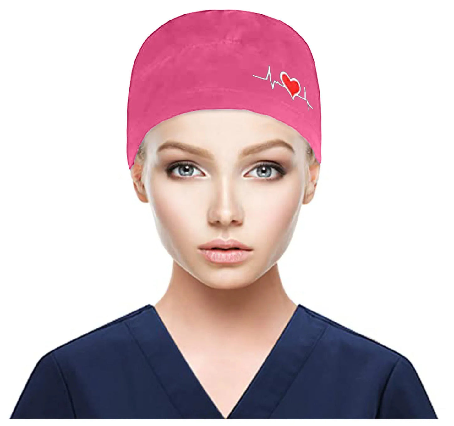 Eillysevens Scrub Cap With Buttons Bouffant Print Sweatband Unisex Hat