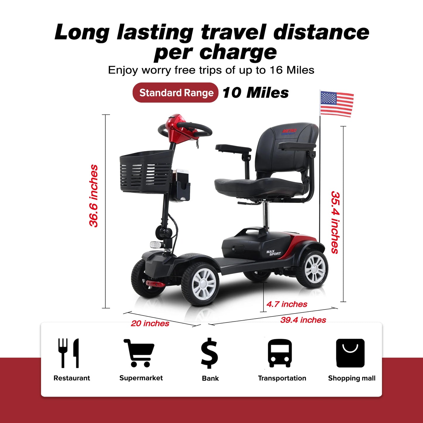 Compact 4-Wheel Mobility Scooter With LED Lights And Solid Tyres