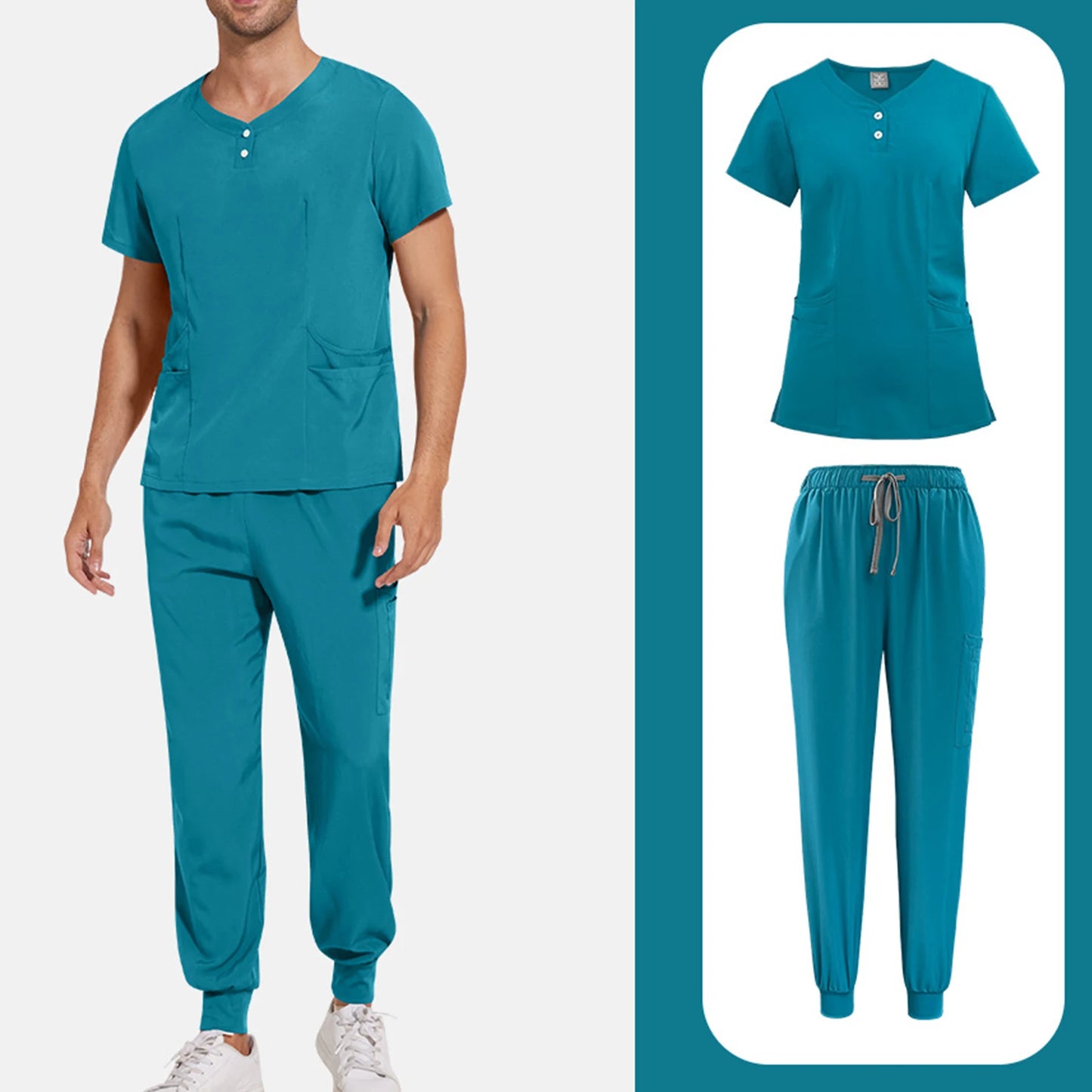 Nurse Scrub Unisex Medical Uniform Set Short Sleeve