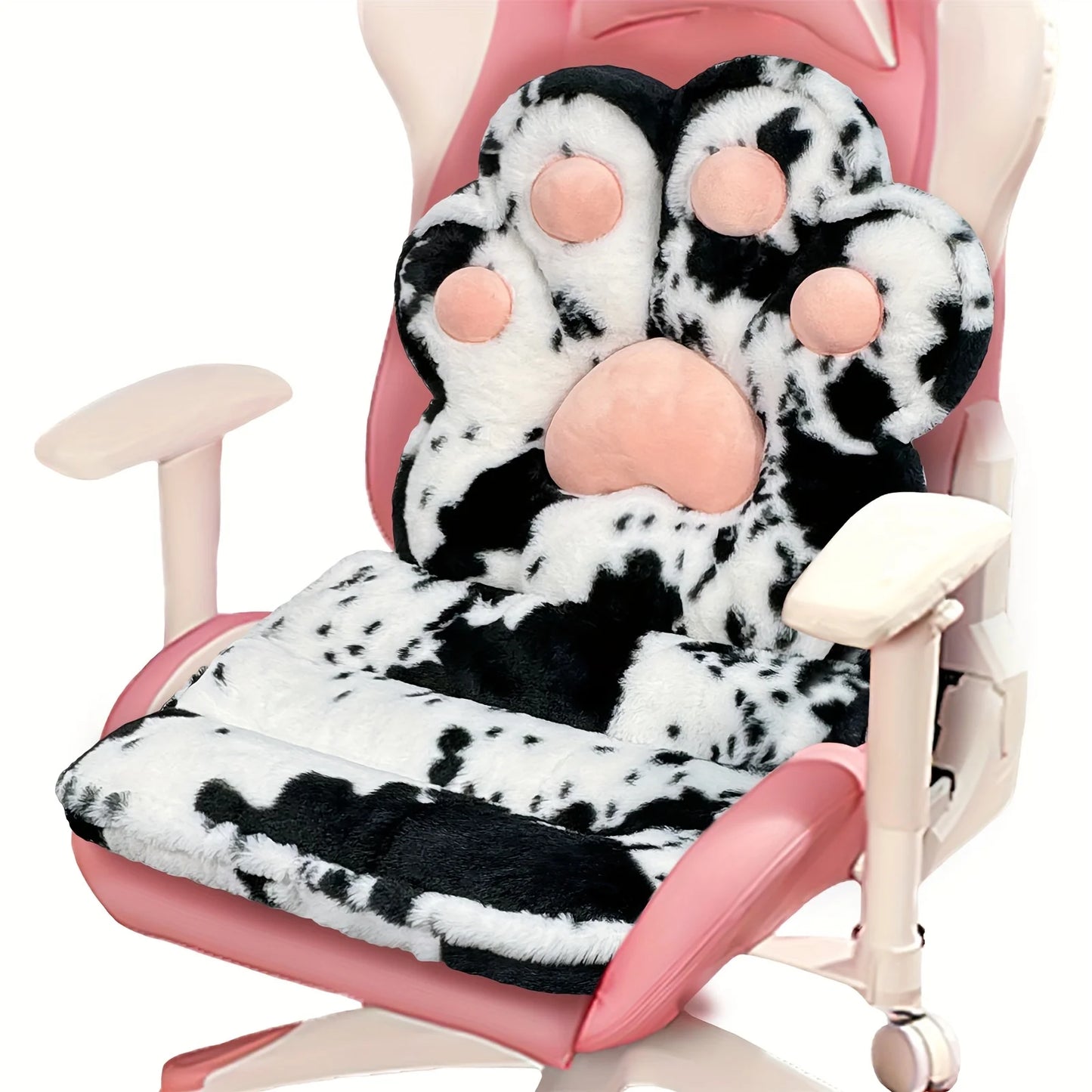 MOONBEEKI L Shape Cat Paw Cushion Faux Rabbit Fur Gaming Chair Pillow