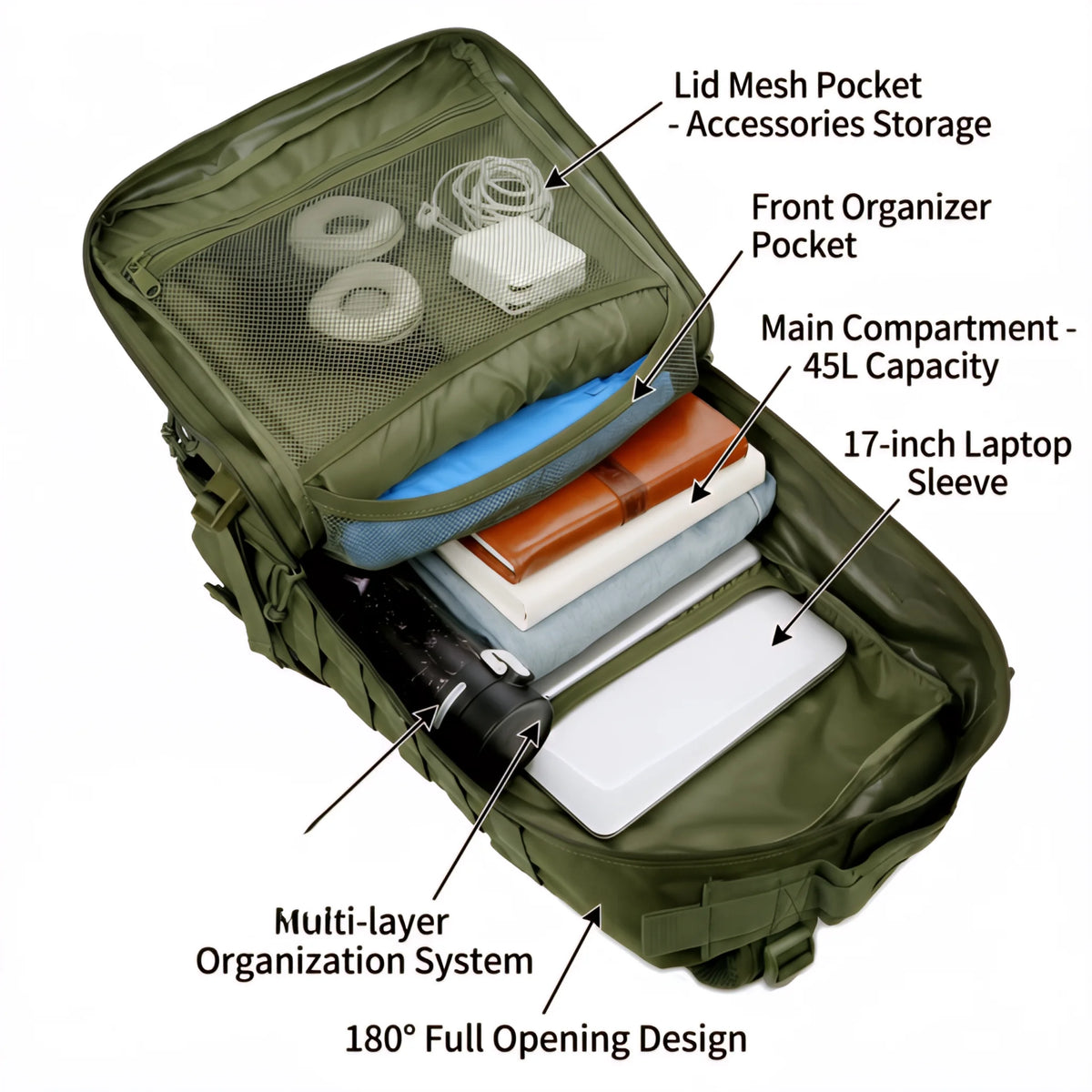 ReFire Gear Molle Tactical Backpack For Hiking Travel Camping