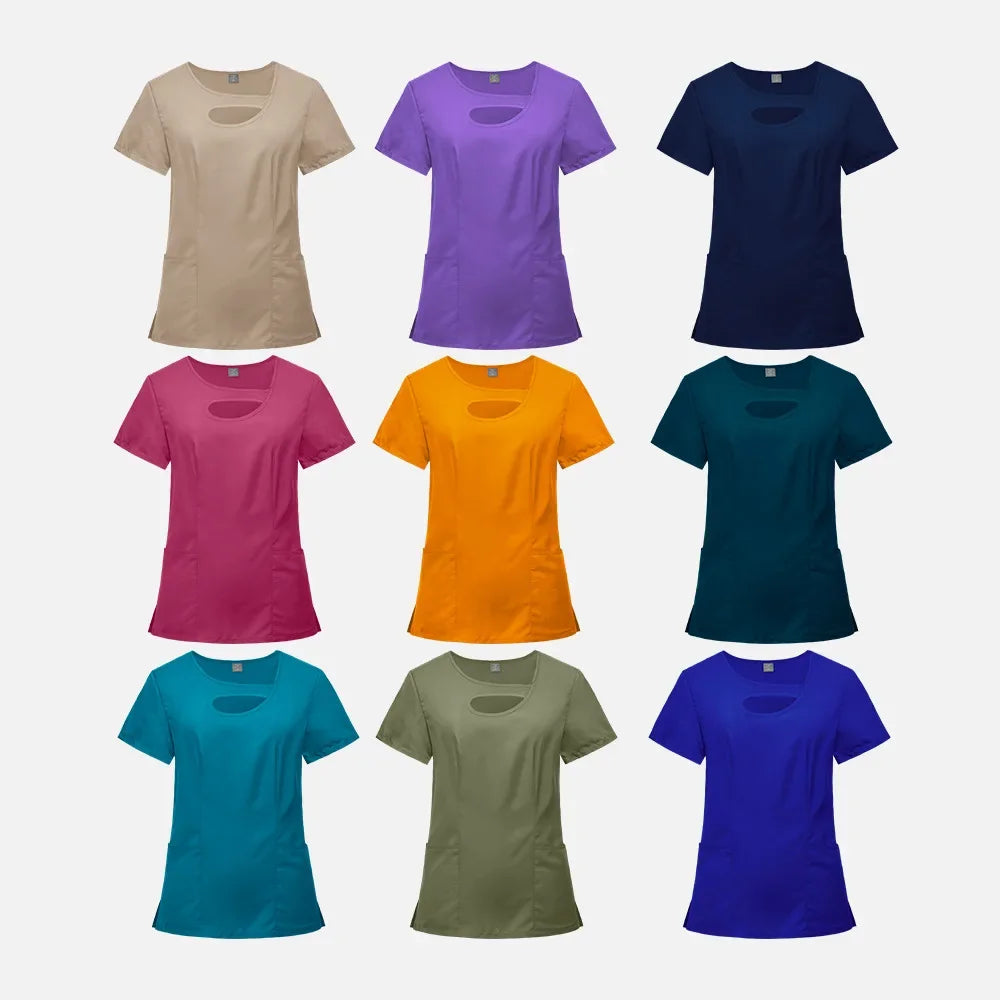 None Womens Medical Scrubs Set Nurses Uniform Jogger Pants
