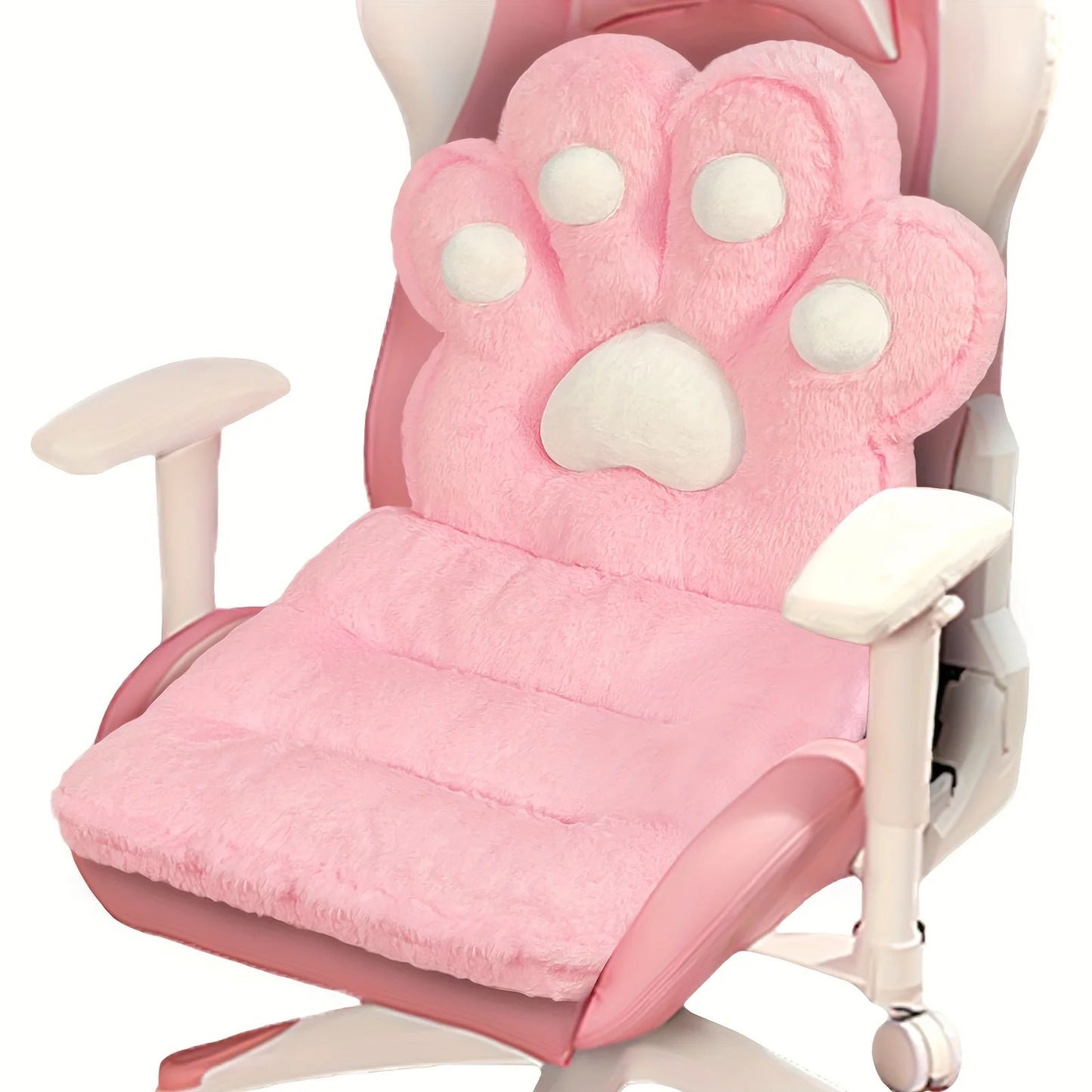 MOONBEEKI L Shape Cat Paw Cushion Faux Rabbit Fur Gaming Chair Pillow