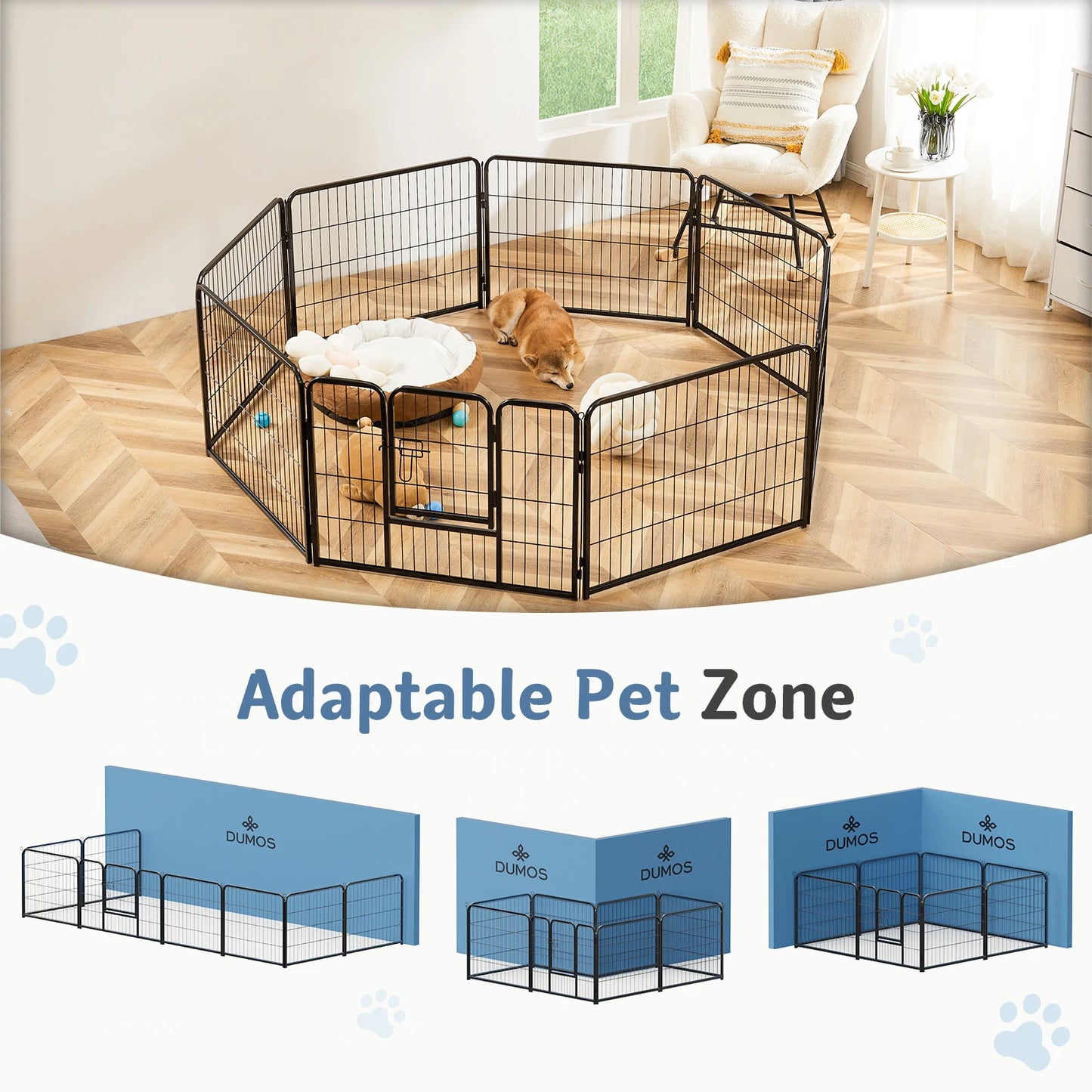 JHK Metal Dog Playpen Foldable Pet Fence for Outdoors