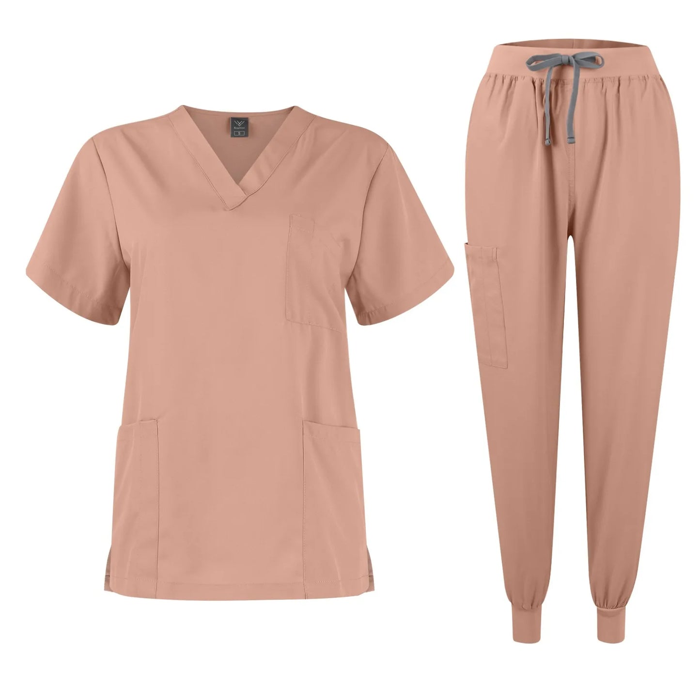 Eillysevens Women Nurse Uniform Quick-Dry V-Neck Short Sleeve Set
