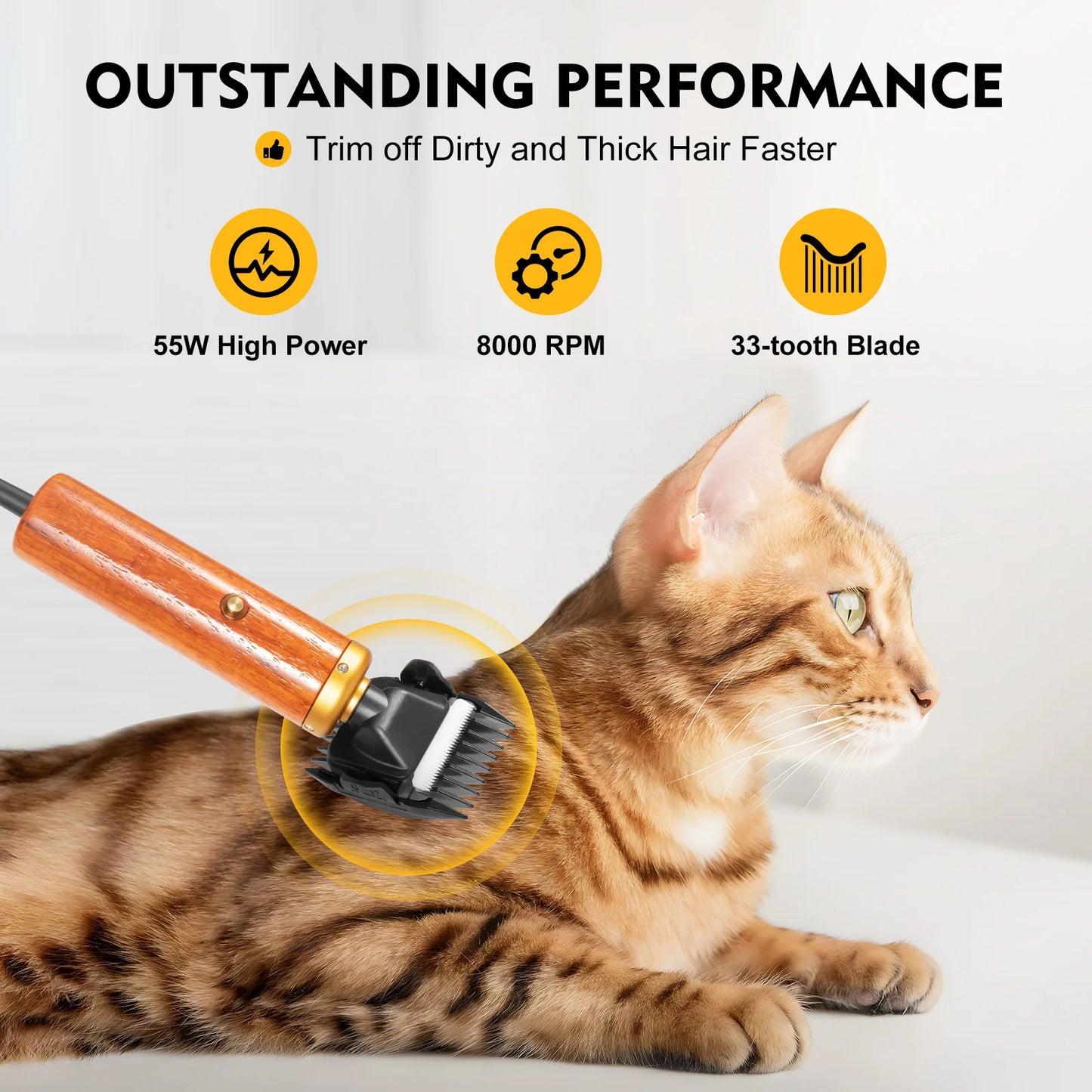 Bymaocar Electric Pet Clipper 55W Corded Low Noise Dogs