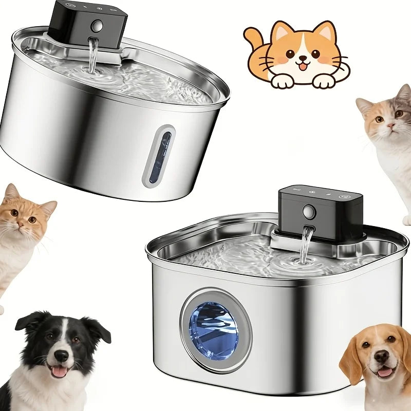 Wireless Stainless Steel Pet Water Fountain 3.2L Motion Sensor