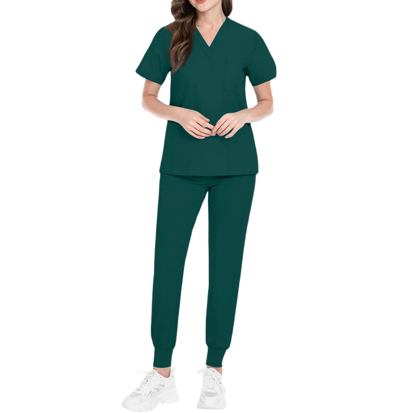 Women's Nurse Scrub Set V-Neck Short Sleeve Medical Uniform