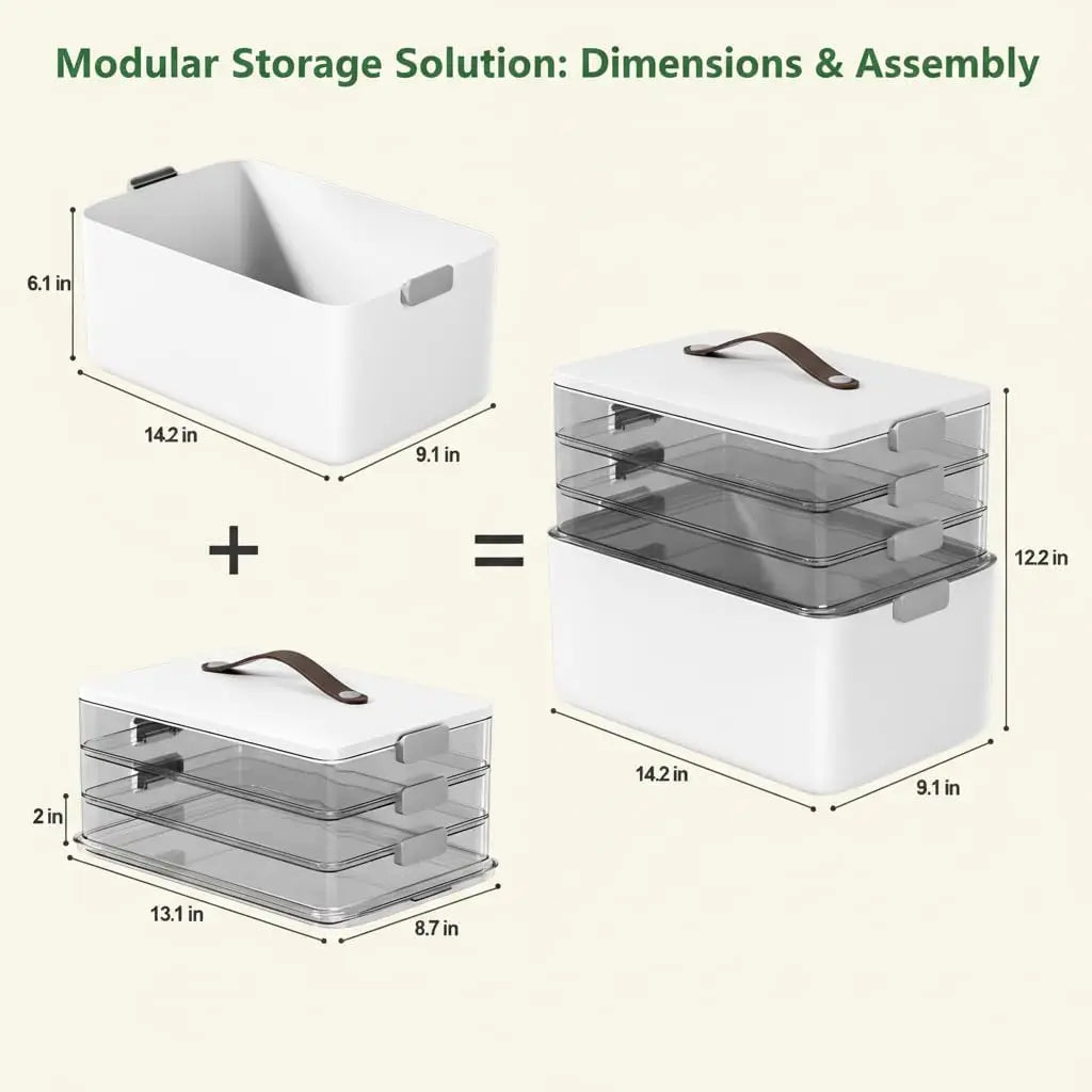 4 Tier Medicine Organizer With Latch Bin And Lid Storage