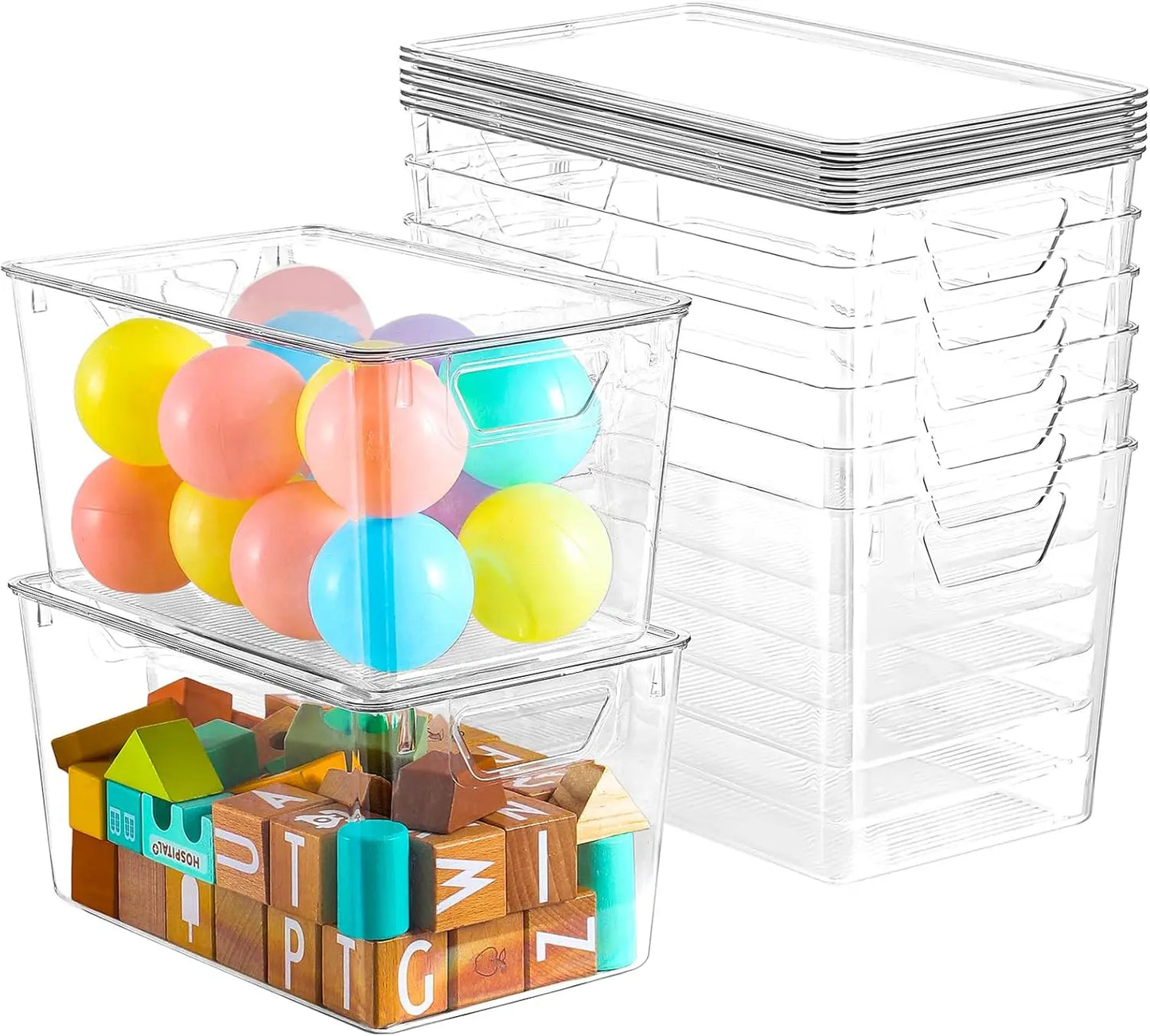6 Pack Clear Storage Bins With Lids