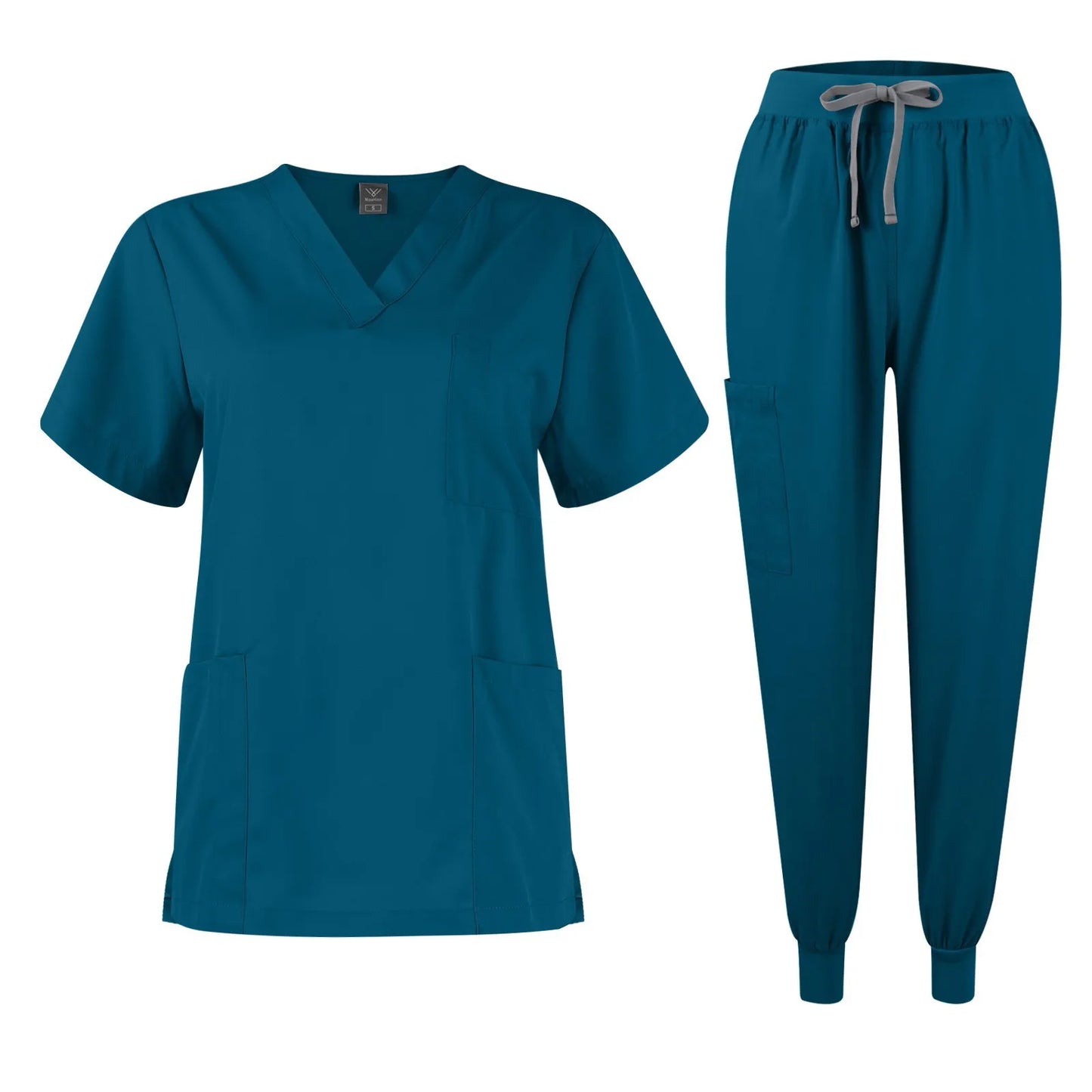 Eillysevens Women Nurse Uniform Quick-Dry V-Neck Short Sleeve Set