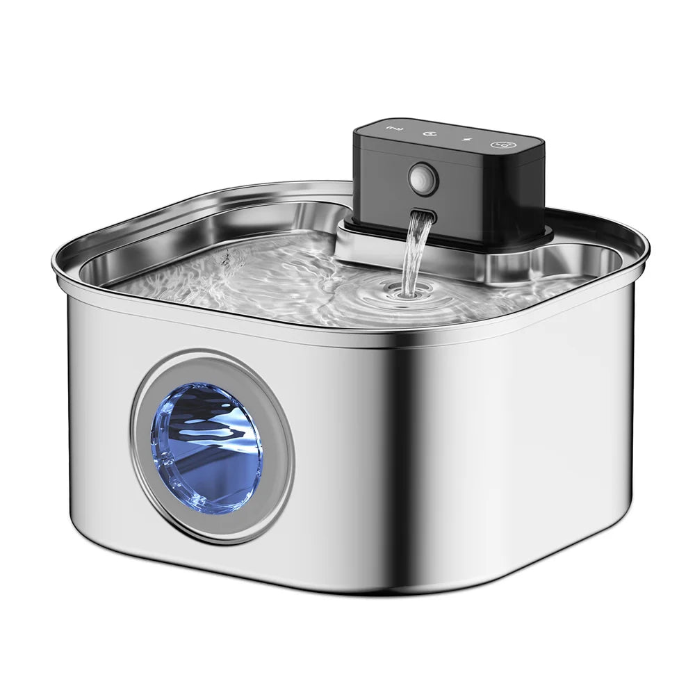 Wireless Stainless Steel Pet Water Fountain 3.2L Motion Sensor