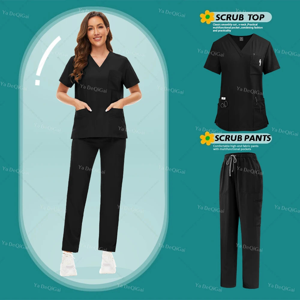 NONECN Unisex Medical Scrub Set for Nurses and Dentists