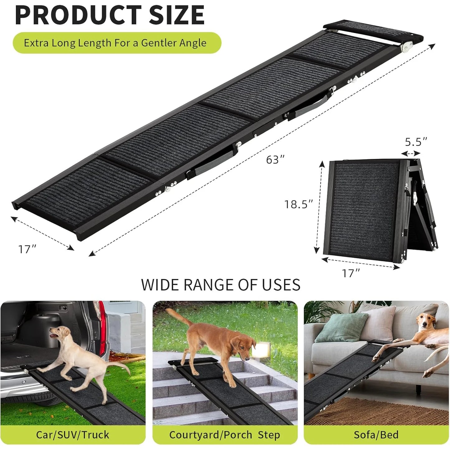 HiMISS Upgraded Dog Ramp For Cars Folding Pet Ramp