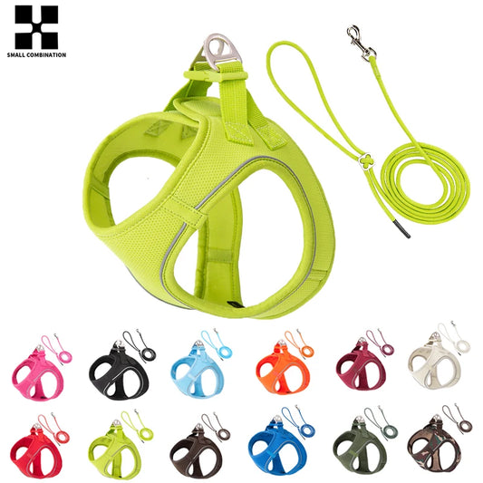 Small Combination Reflective Dog Harness Leash Set For Small And Medium Dogs