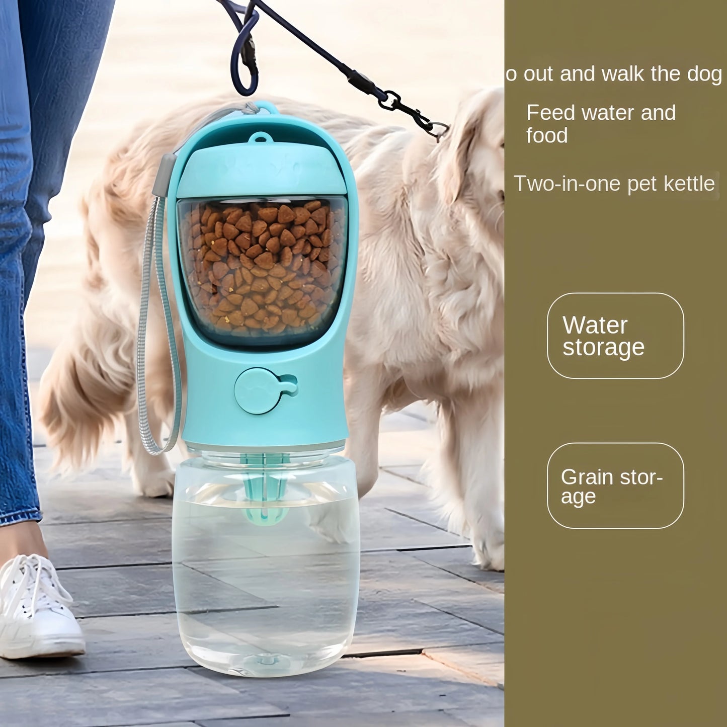 Portable Pet Water Bottle With Storage Food And Water Container