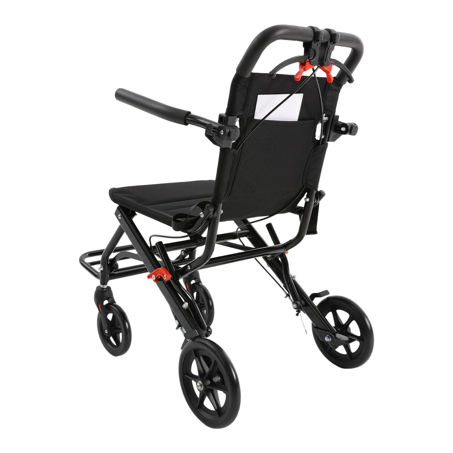 Foldable Transport Wheelchair With Handbrake Lightweight Portable Travel Chair