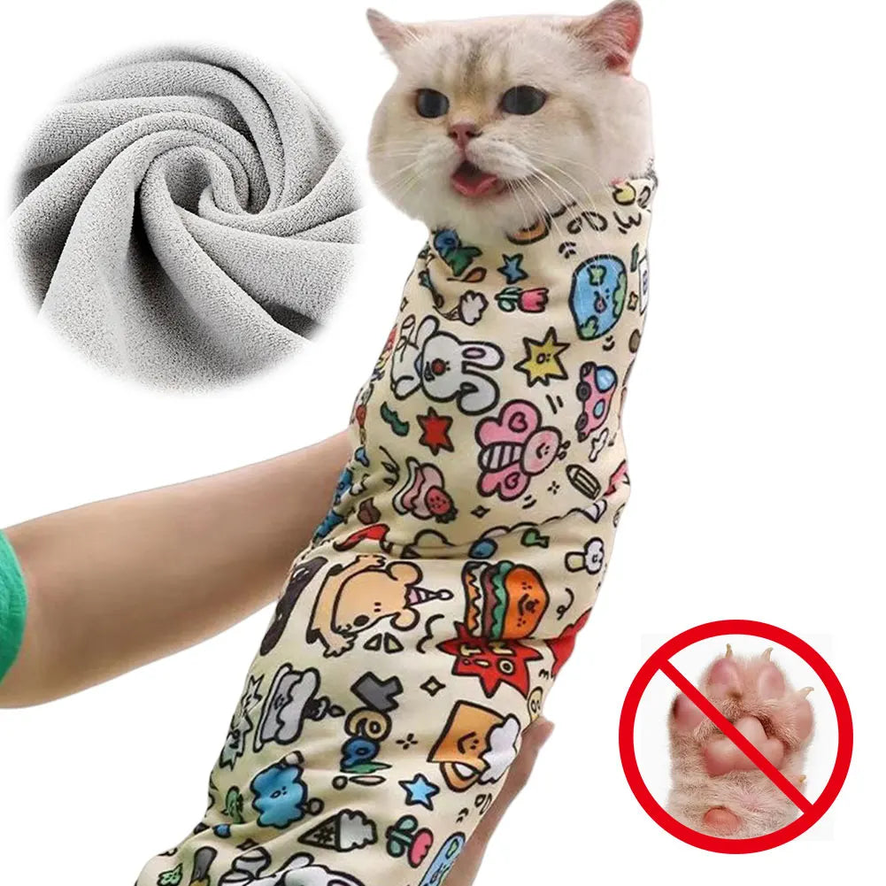 ALLOYSEED Cat Grooming Wrap Self Adherent Anti Bite Cat Restraint
