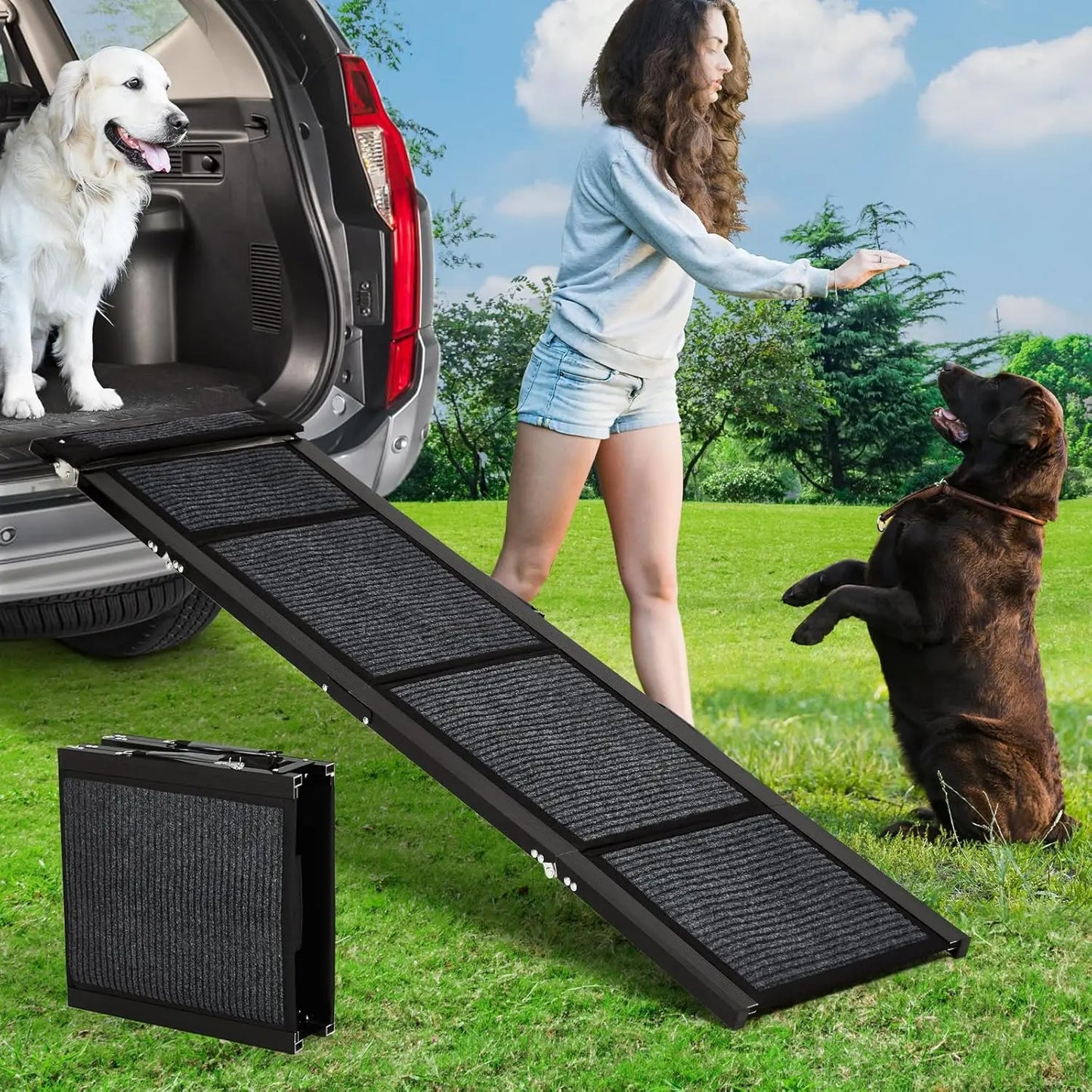 HiMISS Upgraded Dog Ramp For Cars Folding Pet Ramp