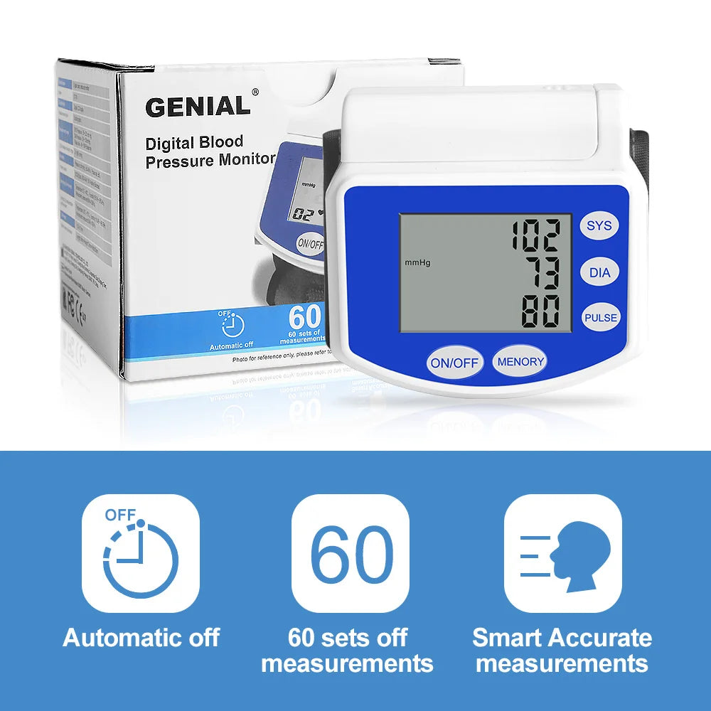 Rechargeable Wrist Blood Pressure Monitor With LED Display Home Use