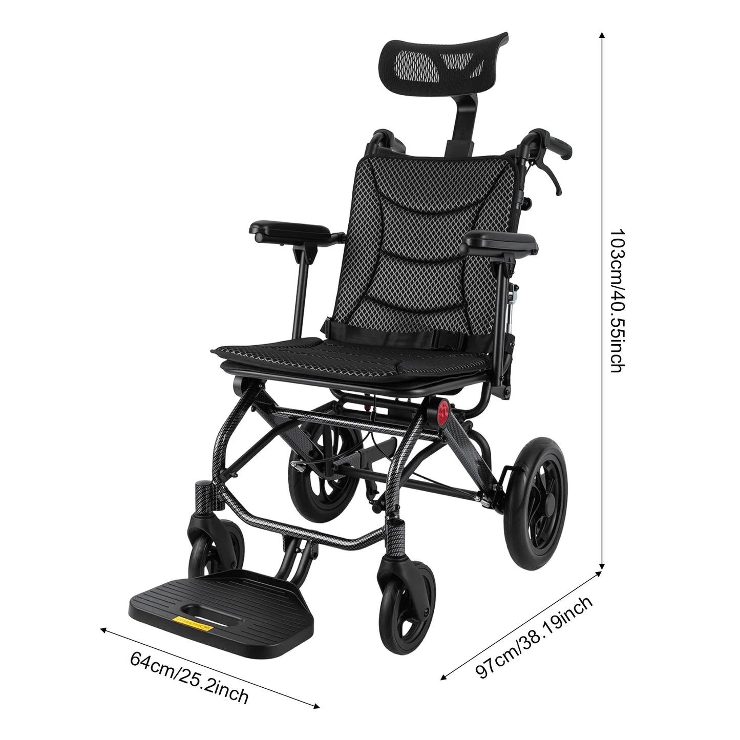130kg Loadable Reclining Wheelchair Folding Transport For Seniors