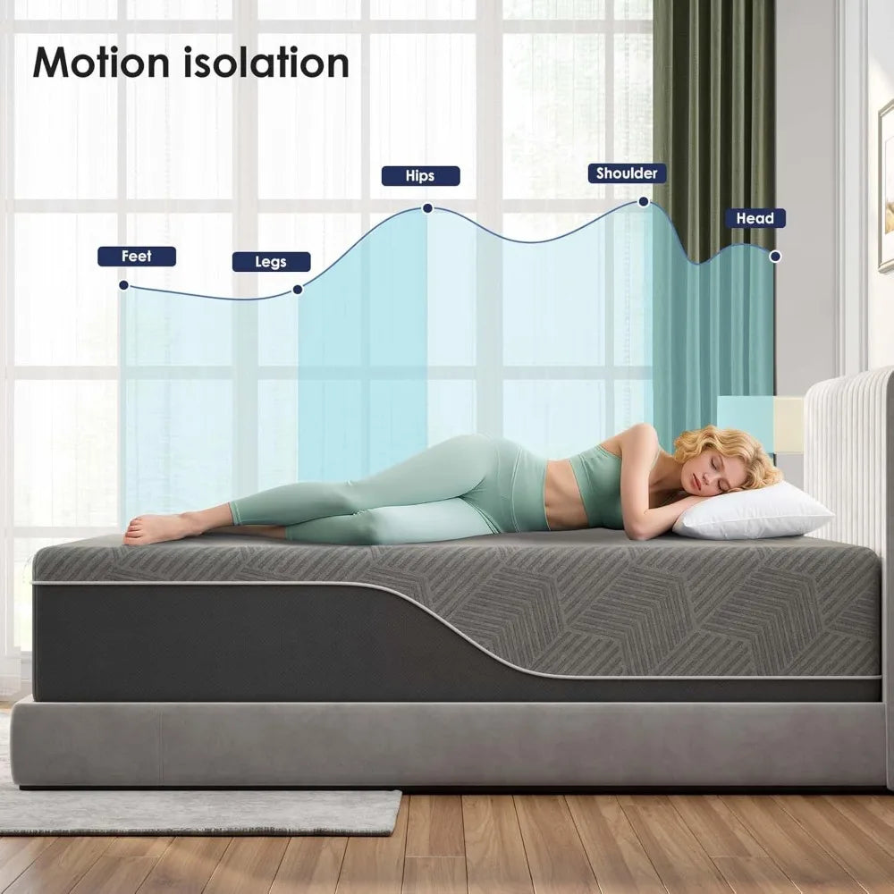 MOYU Gel Memory Foam Mattress Pressure Relief and Motion Isolation