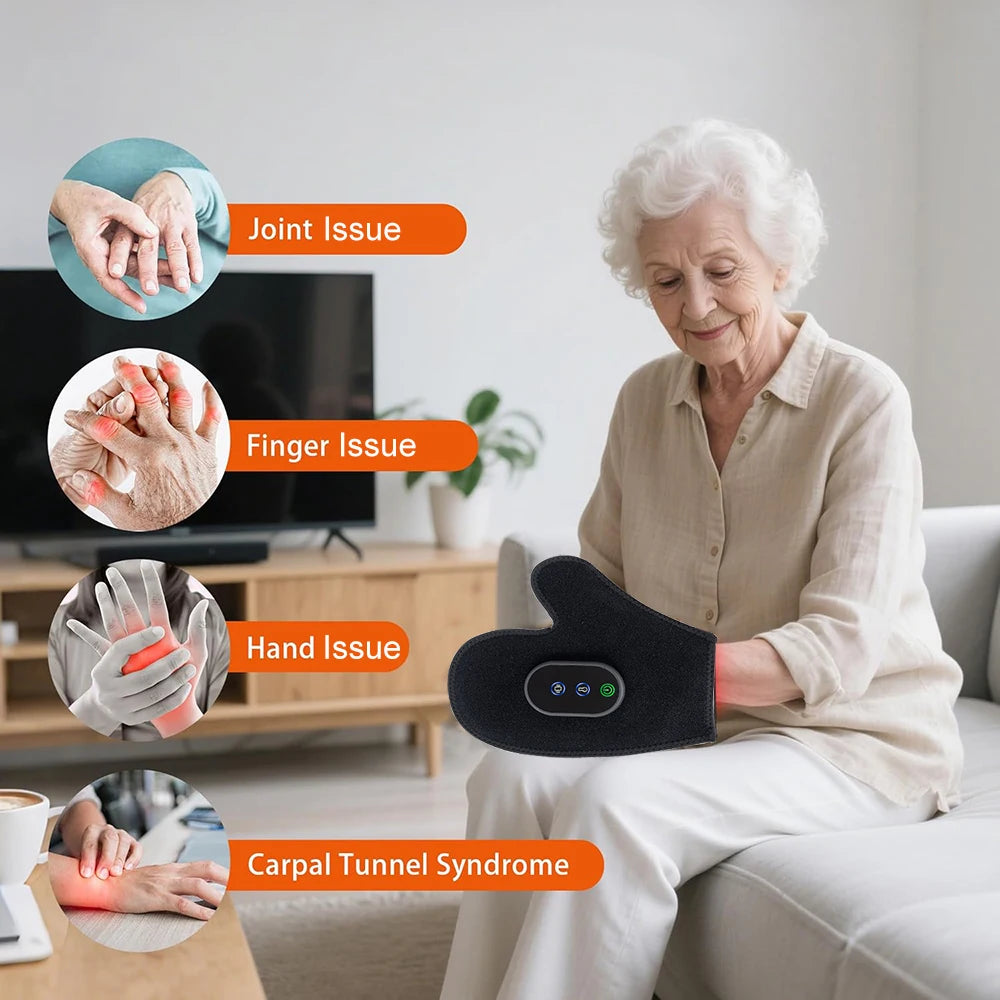 Portable Electric Hand Massager Finger Wrist Palm Glove For Relaxation