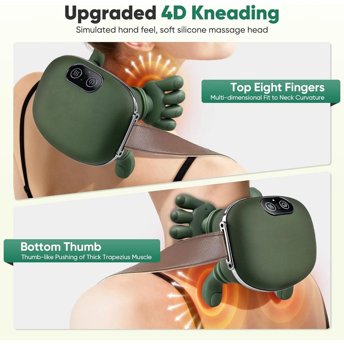 Shoulder Neck Massager Bionic Heated 4D Kneading Simulated Palm Massage