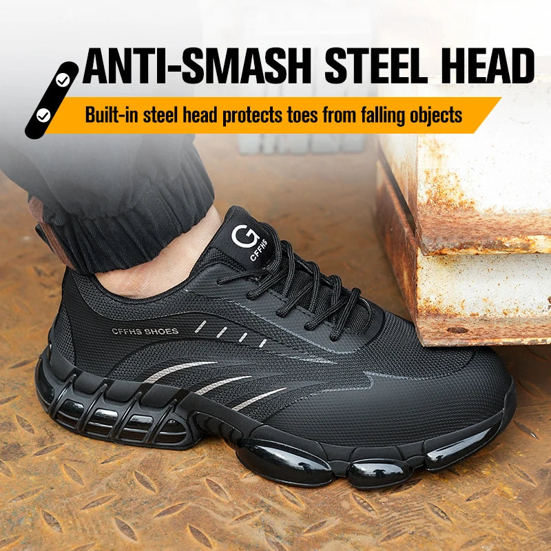 Breathable Lightweight Anti Smash Anti Puncture Safety Shoes For Men
