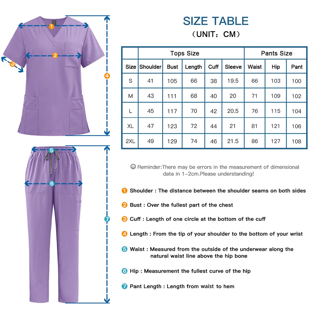 NONECN Unisex Medical Scrub Set for Nurses and Dentists