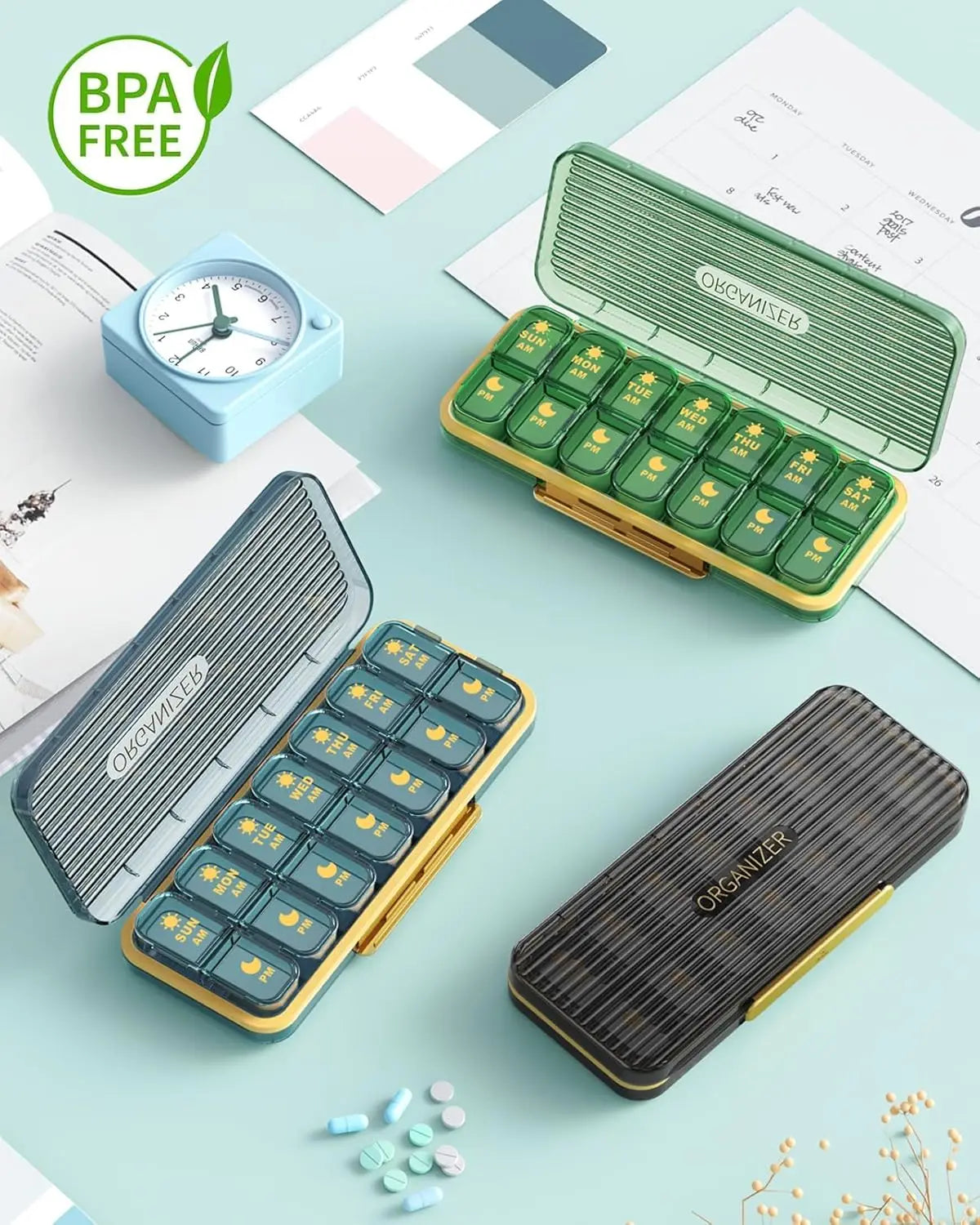 7 Day AM PM Pill Organizer With Dual Portable Compartments