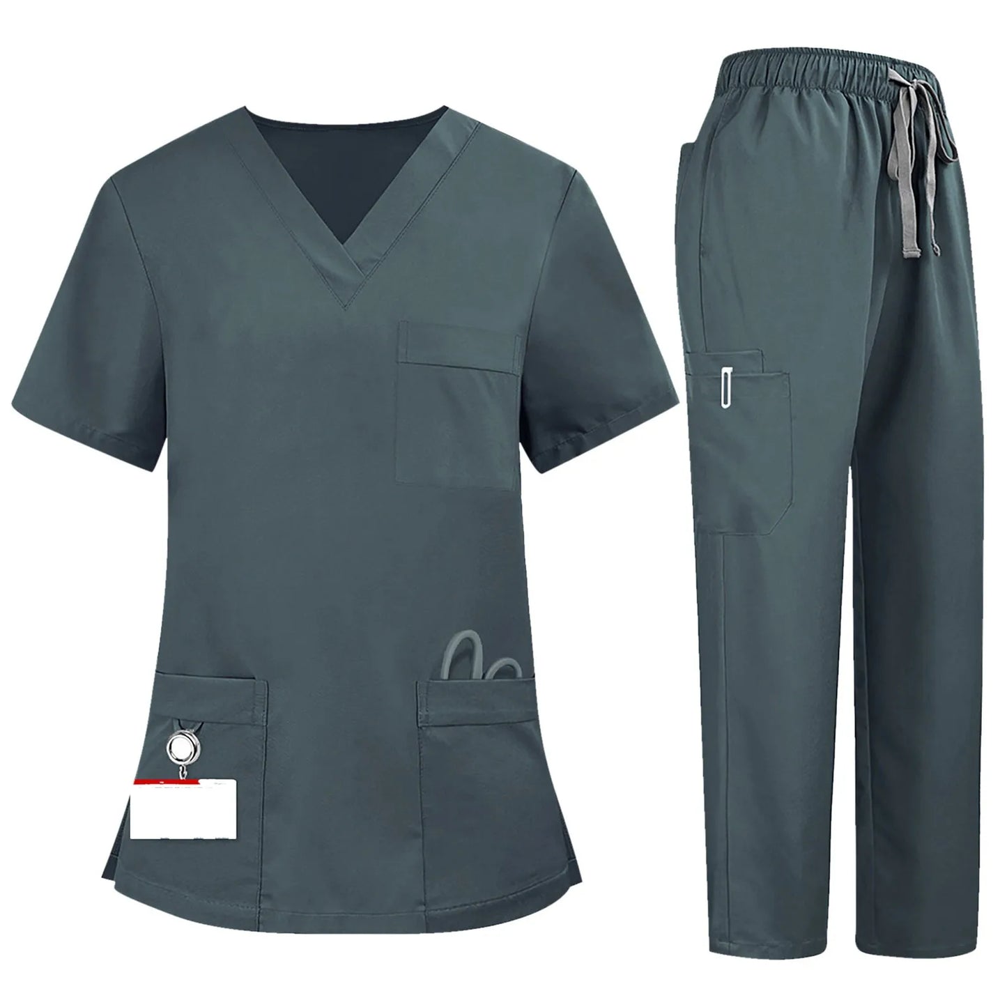 Eillysevens Women's Nurse Scrub Uniform V Neck Short Sleeve