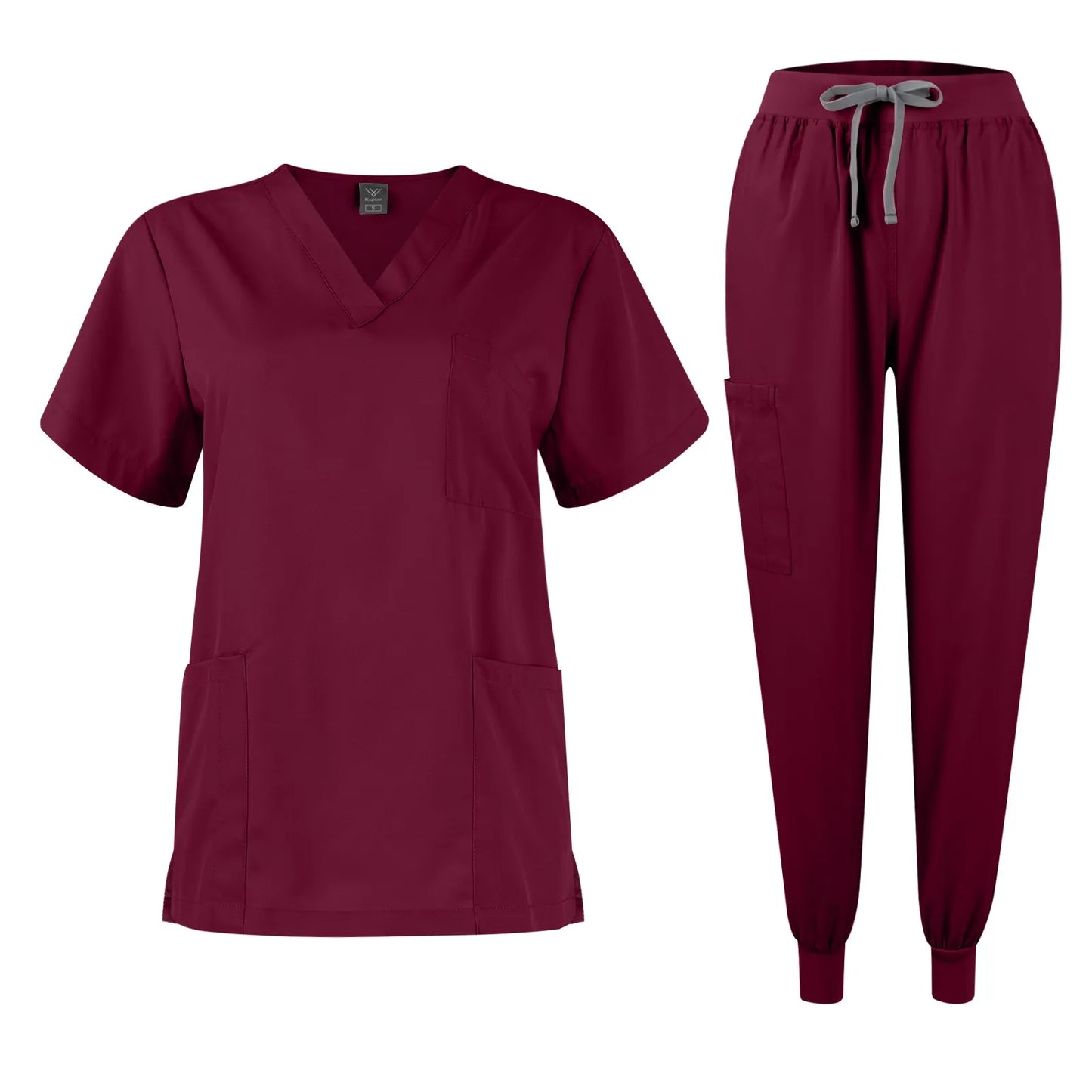 Eillysevens Women Nurse Uniform Quick-Dry V-Neck Short Sleeve Set