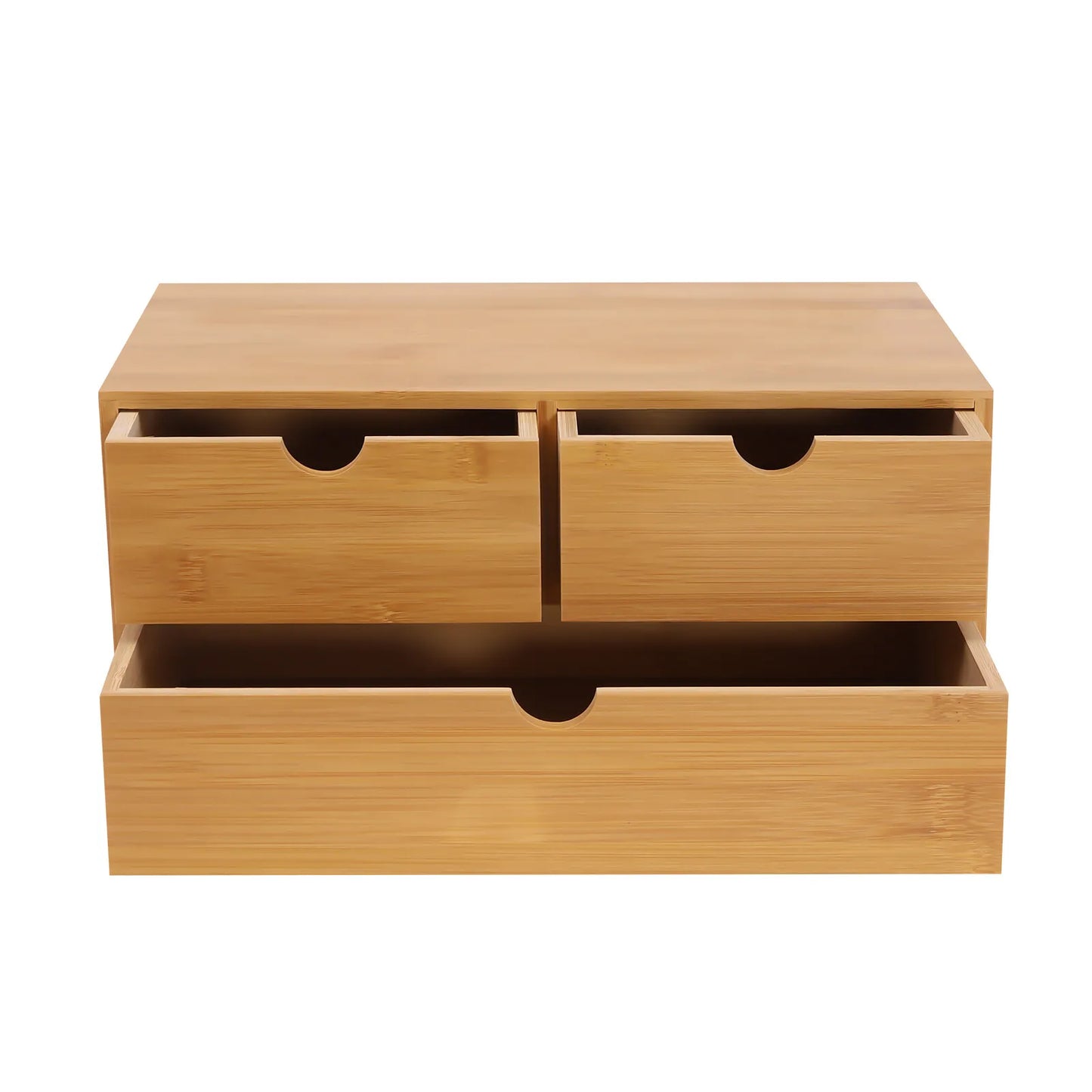 Bamboo Desk Drawer Organizer 3 Drawer Tabletop Storage Box