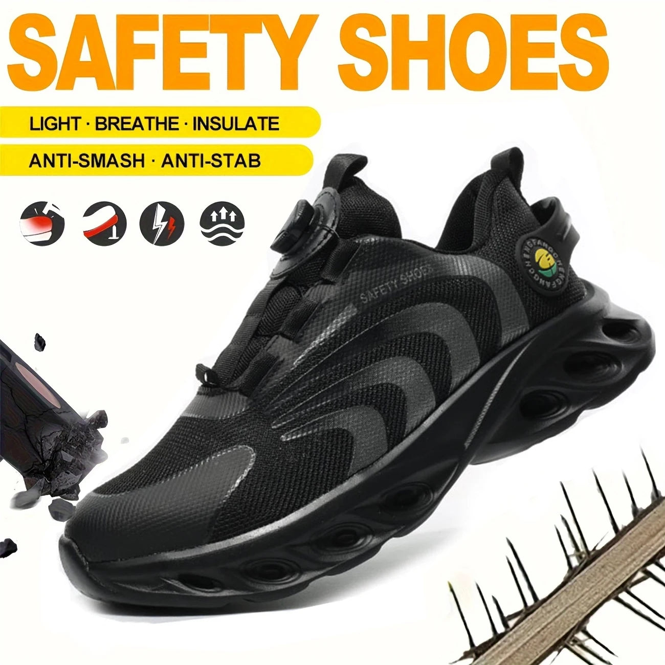 Breathable Microfiber Safety Shoes for Men Puncture Protection