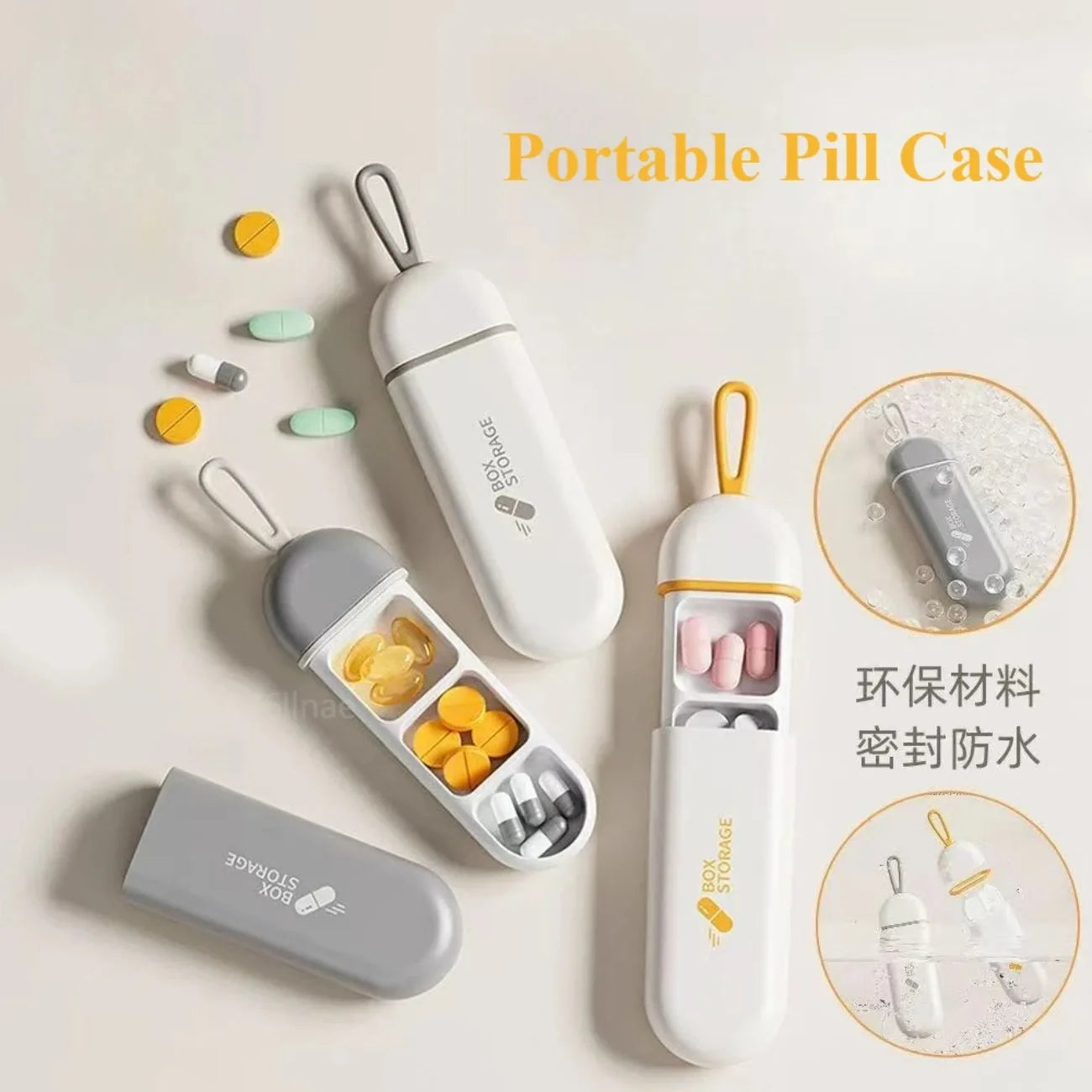 DIAMRI 3 Compartment Pill Organizer Travel Medicine Case
