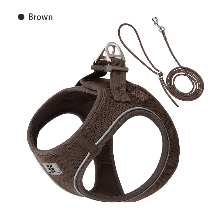 Small Combination Reflective Dog Harness Leash Set For Small And Medium Dogs