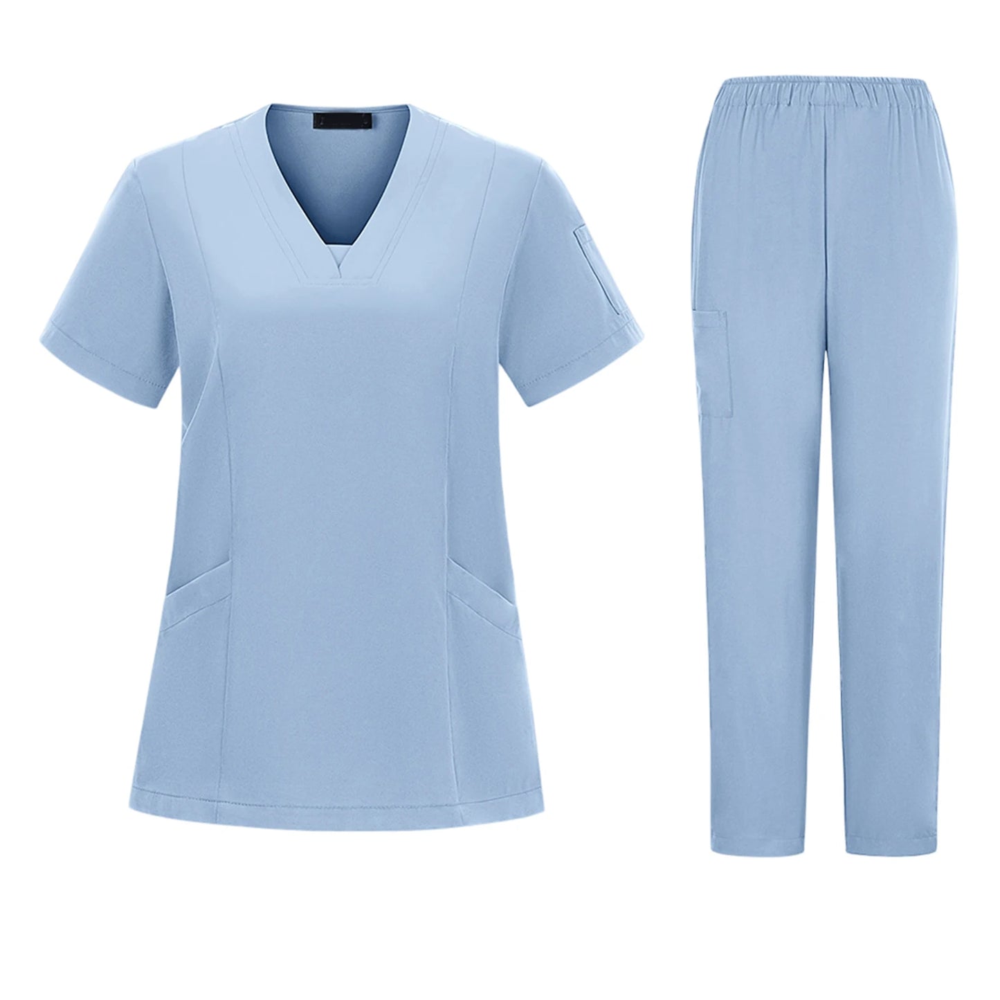 Women's Nurse Scrub Set V Neck Short Sleeve Medical Uniform