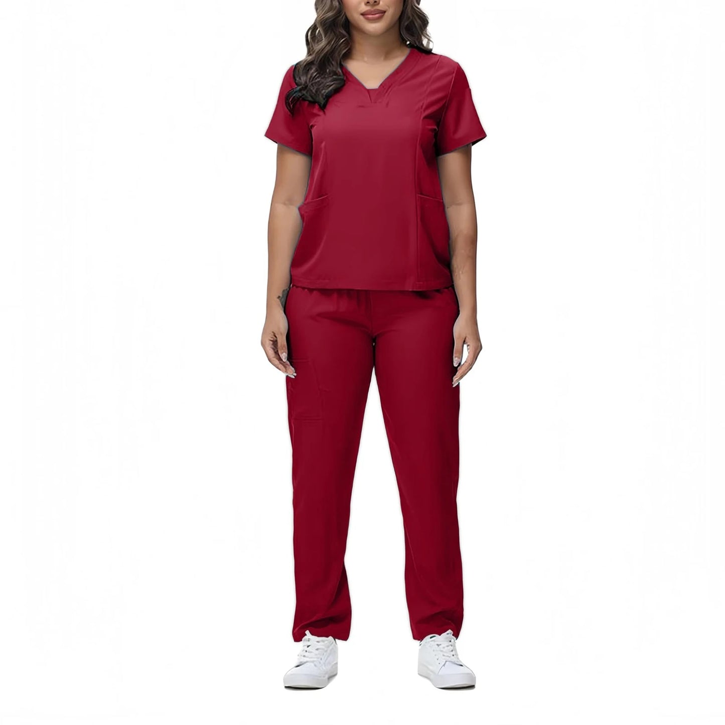 Women's Nurse Scrub Set V Neck Short Sleeve Medical Uniform
