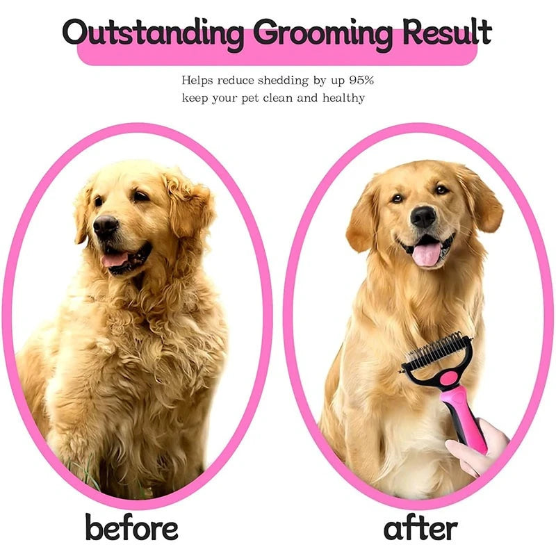Pet Deshedding Brush For Dogs And Cats Cleaning Grooming Tool