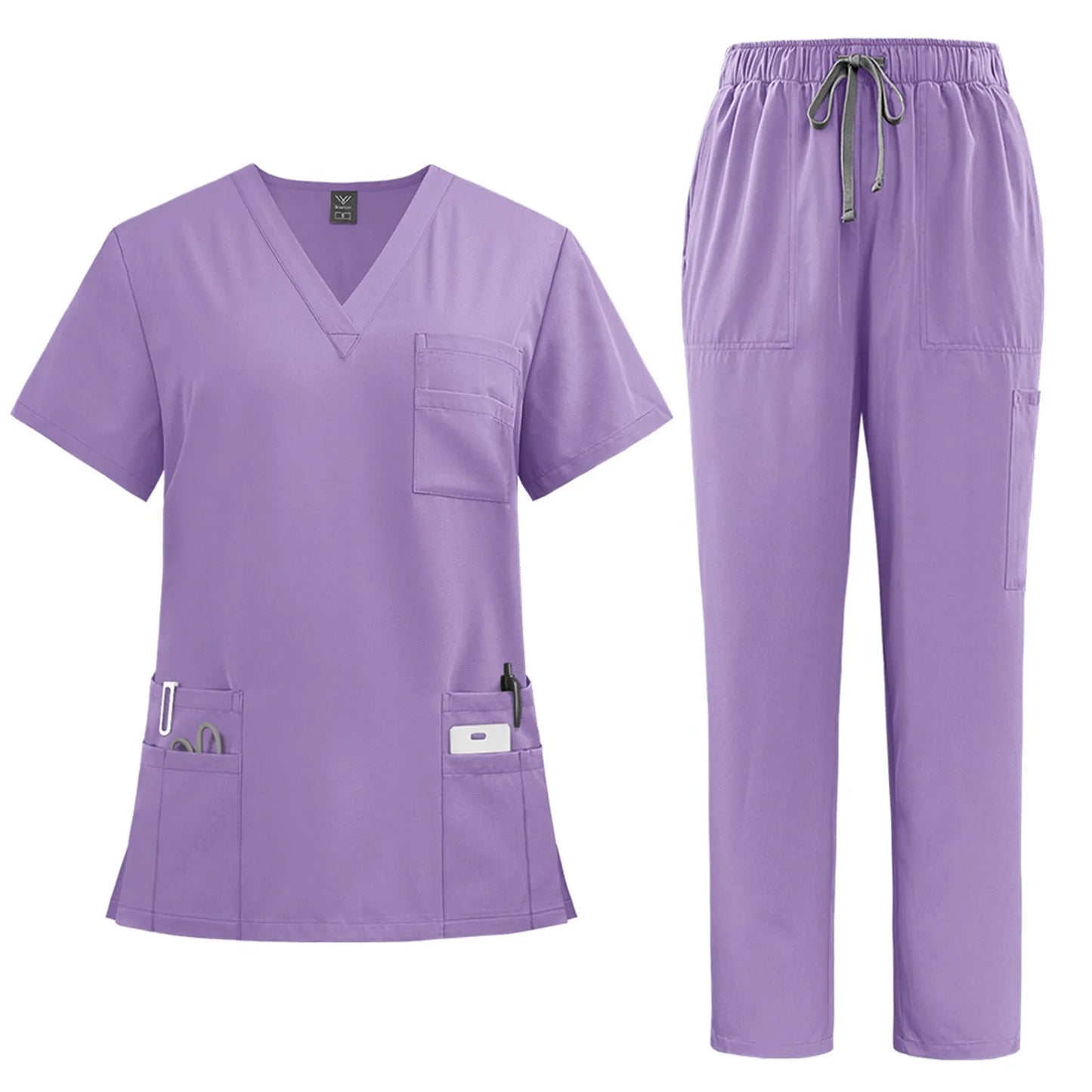 Eillysevens Nurse Uniform Quick Dry VNeck Short Sleeve Pants Set