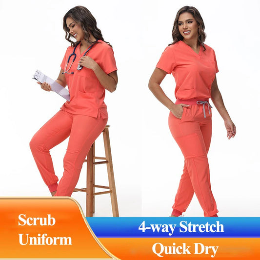 BAISITIMPLE Stretchy Medical Scrubs Uniform for Doctors and Nurses