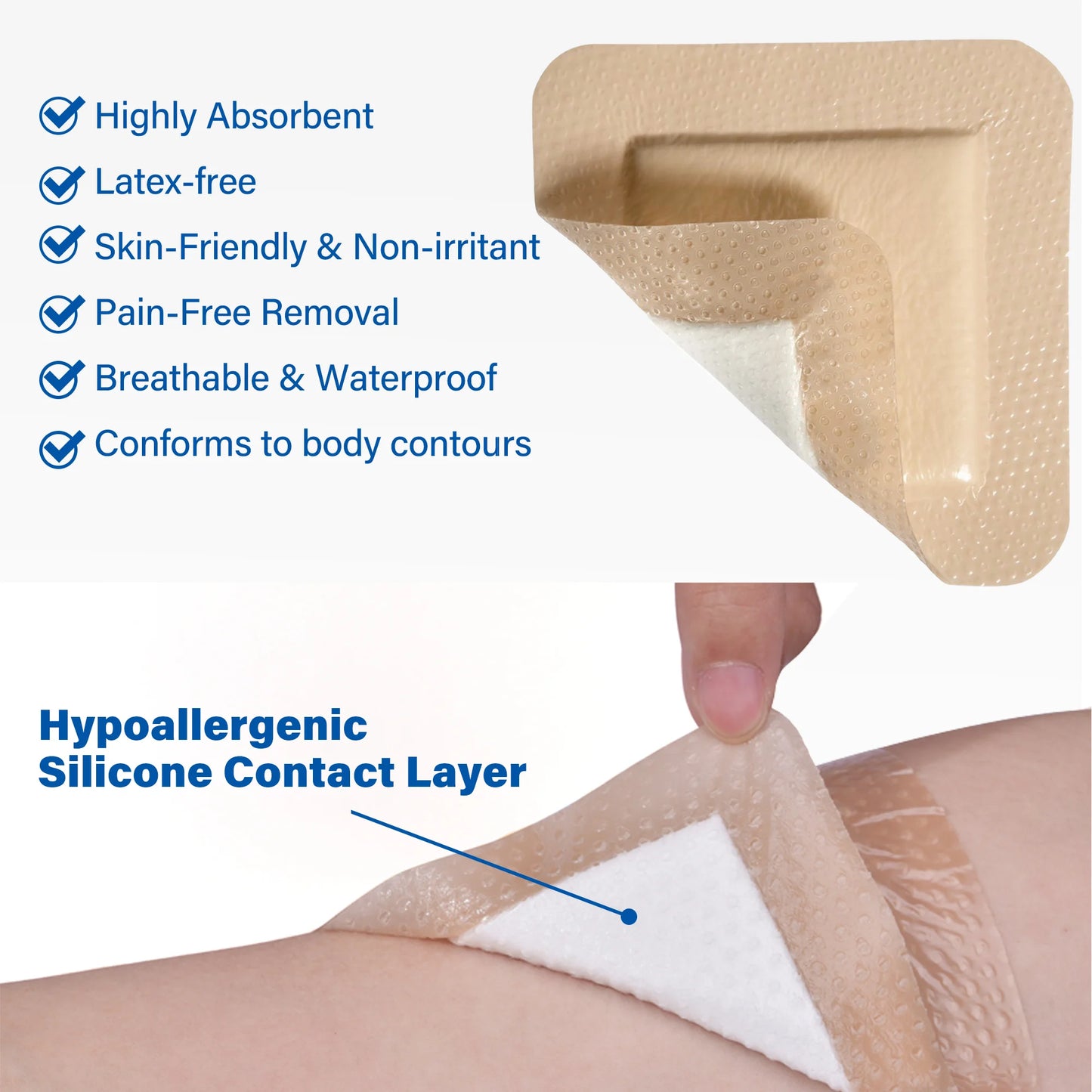 Silicone Foam Dressing Sterile Adhesive Wound Dressing For First Aid