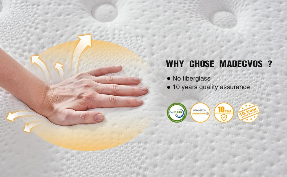 Madevos Hybrid Pocket Spring Mattress Medium Firm With Motion Isolation