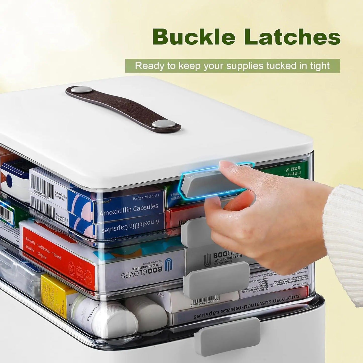 4 Tier Medicine Organizer With Latch Bin And Lid Storage