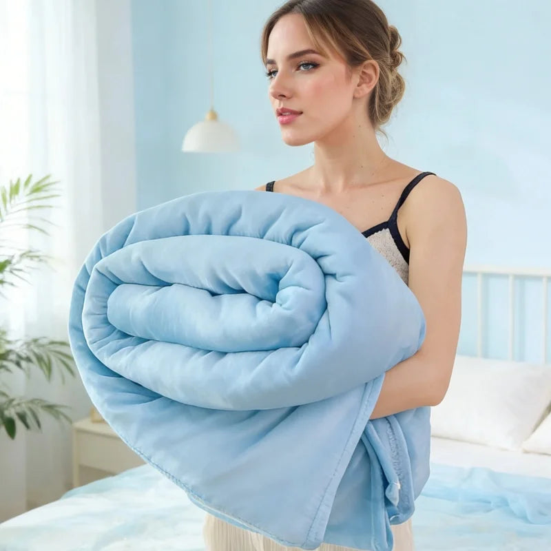Solid Flannel Multifunctional Blanket Soft Warm For Living Room Bedroom