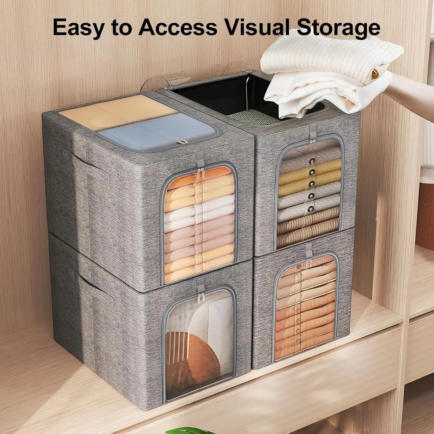 6 Pack Stackable Storage Bins With Clear Window And Lid